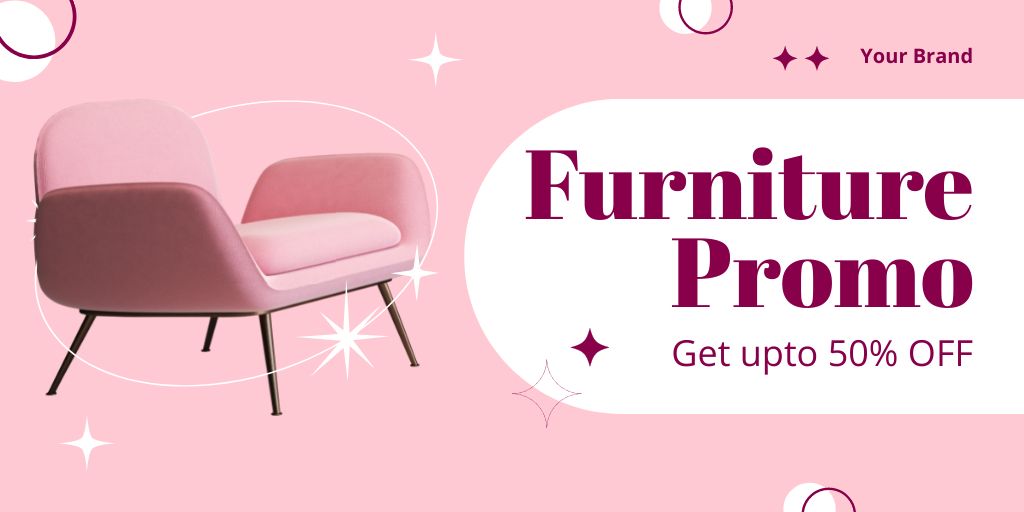 Ontwerpsjabloon van Twitter van Discounted Armchair And Other Furniture In Pink Collection