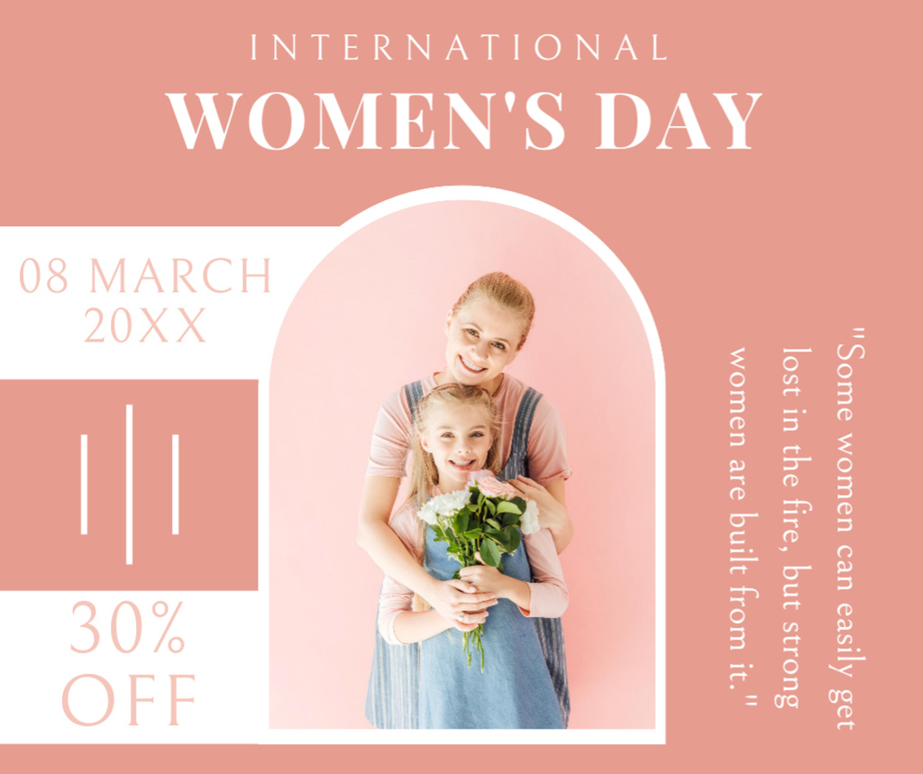 Mother with Cute Daughter on International Women's Day Facebook Design Template