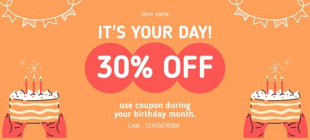 Birthday Offers on Orange Coupon 3.75x8.25in Design Template