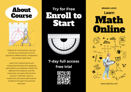 Szablon projektu Online Courses in Math Offer Brochure