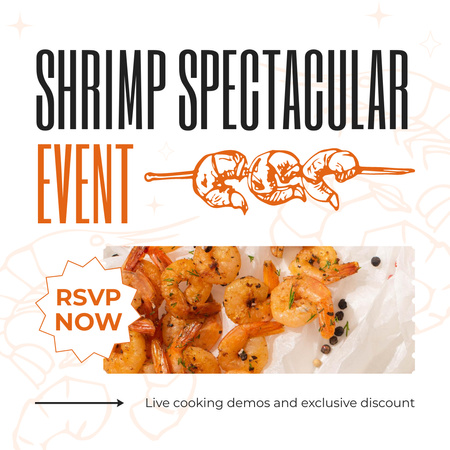 Evento espetacular de degustação de camarão Instagram AD Modelo de Design
