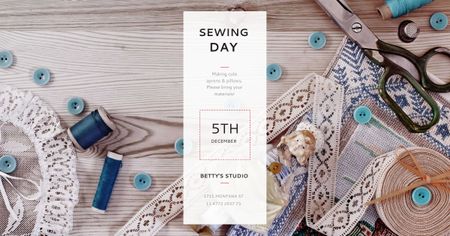 Designvorlage Sewing day event Annoucement für Facebook AD