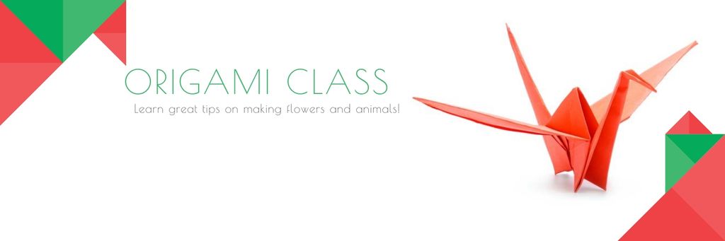 Origami Classes Invitation Paper Crane in Red Twitter Design Template