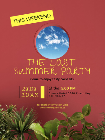 Last Summer Party Announcement Poster US Design Template