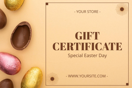 Easter Offer with Delicious Chocolate Eggs Gift Certificate Tasarım Şablonu