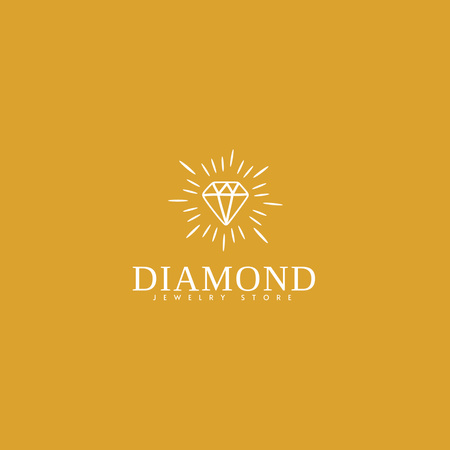 Jewelry Ad with Diamond Logo Design Template