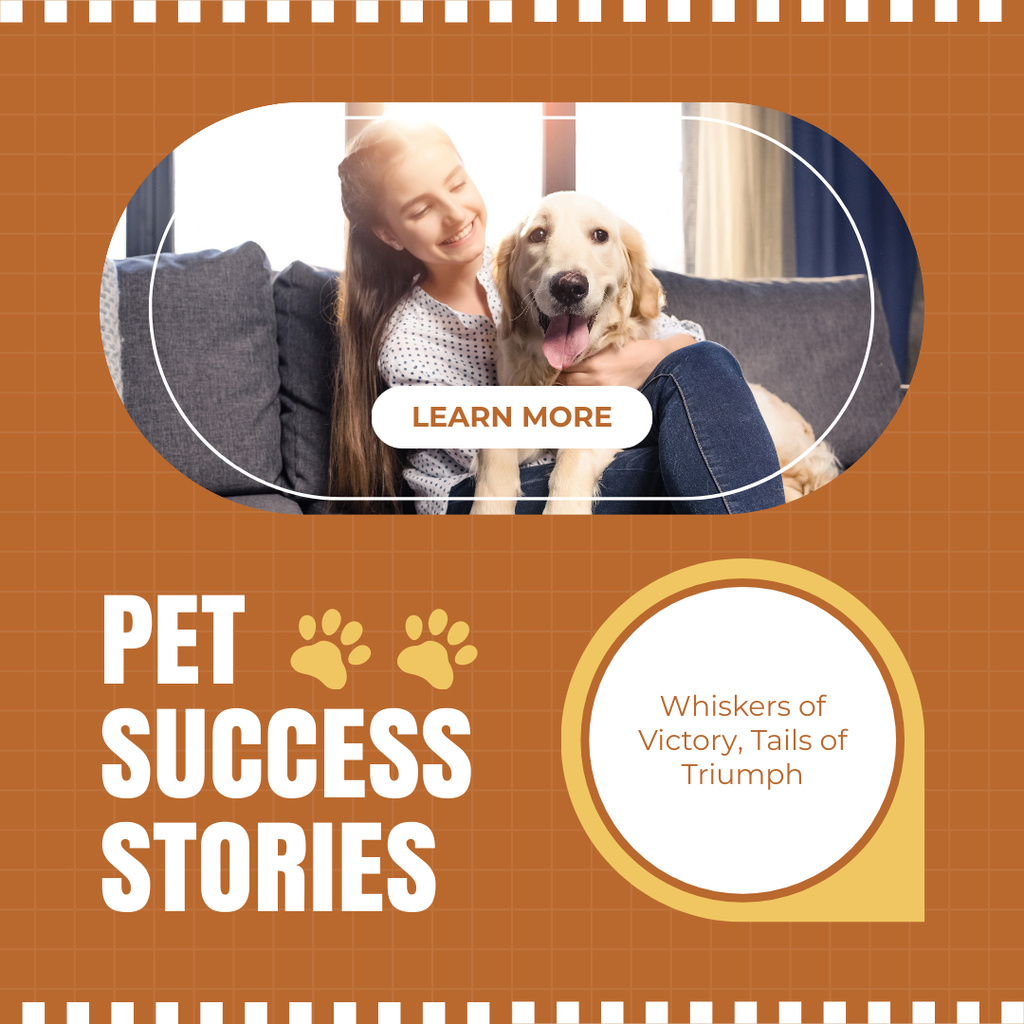 Pet Success Stories Instagram AD Šablona návrhu