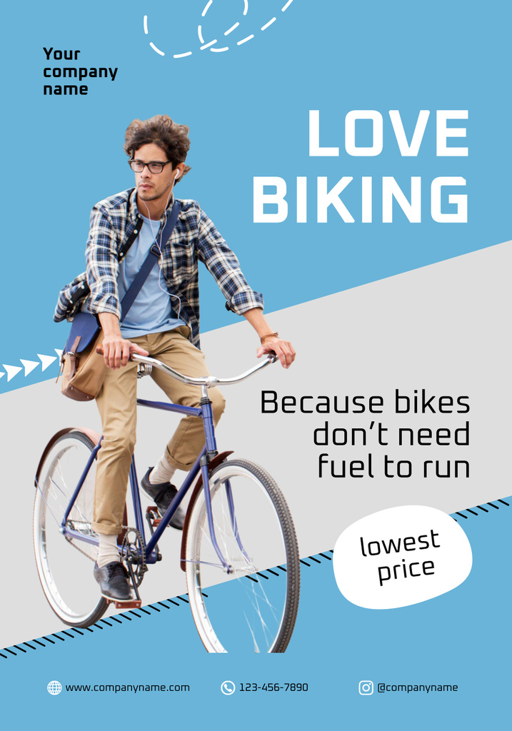 Modèle de visuel Young Man Offering Bicycle Sale - Poster 28x40in