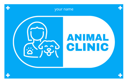 Szablon projektu Reklama kliniki dla zwierząt na niebiesko Business Card 85x55mm