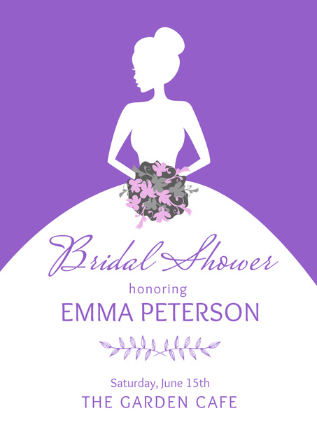 Bridal Shower Invitation with Illustration of Bride Poster tervezősablon