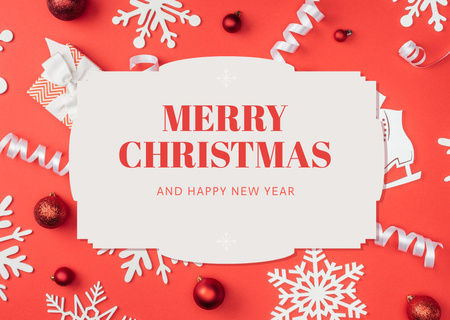 Hyvää joulua ja onnellista uutta vuotta toivottaen lumihiutaleita Card Design Template