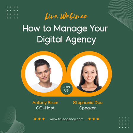 Invitation to Live Webinar on Digital Agency Management Instagram tervezősablon