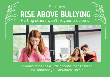 Inspiration for Young People Suffering Bullying Poster B2 Horizontal – шаблон для дизайну