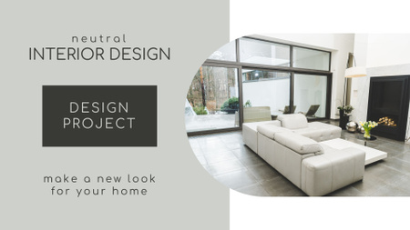 Neutral Grey Interior Design Project Presentation Wide Design Template