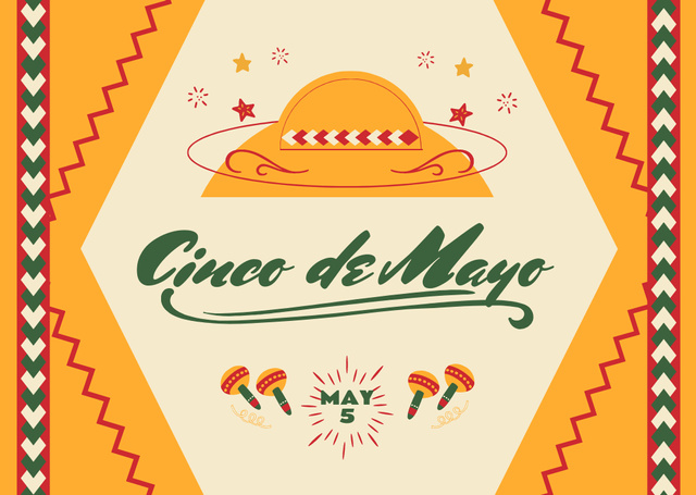Cinco De Mayo Maracas Sombrero Card Tasarım Şablonu