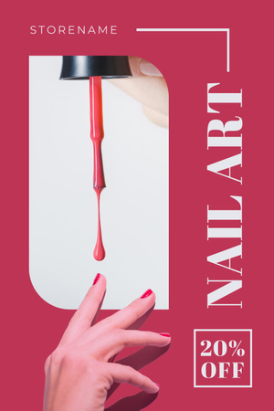 Manicure Service Offer with Pink Nail Polish Pinterest tervezősablon