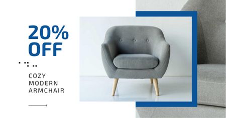 Platilla de diseño Furniture Store Ad Armchair in Grey Facebook AD
