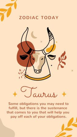 Template di design Segno zodiacale del Toro con oroscopo giornaliero Instagram Story