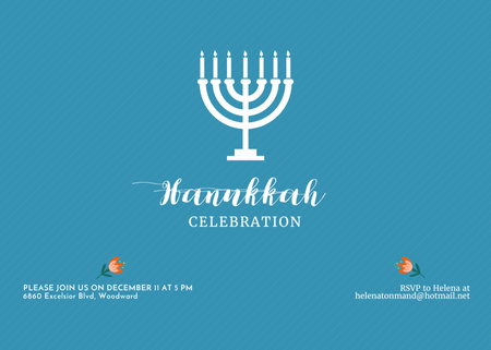 Inspiring Hanukkah Holiday Celebration Announcement Flyer 5x7in Horizontal Design Template