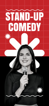 Smile-worthy Stand-up Show Announcement with Woman Performer Snapchat Moment Filter Šablona návrhu