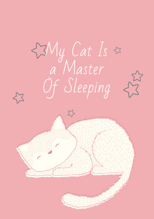 Citation about sleeping cat Poster tervezősablon