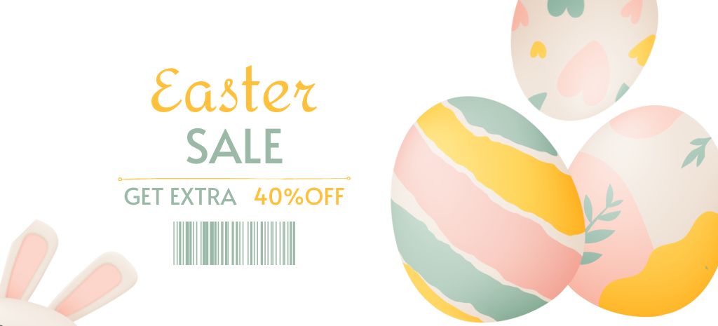 Easter Promotion with Dyed Eggs Coupon 3.75x8.25in Tasarım Şablonu