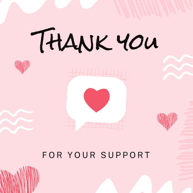 Thank You Message with Speech Bubble Icon and Heart Instagram Design Template