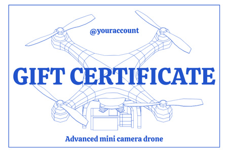 Ontwerpsjabloon van Gift Certificate van Voucheraanbieding voor geavanceerde camera-drone