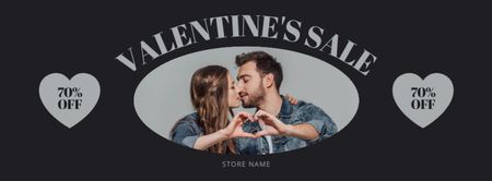 Valentine's Day Sale with Couple in Love Facebook cover tervezősablon