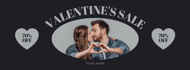 Valentine's Day Doscount with Couple in Love Facebook cover Modelo de Design