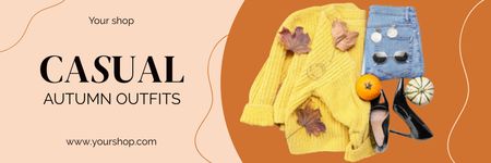 Autumn Casual Outfits Sale Announcement In Orange Email header Design Template
