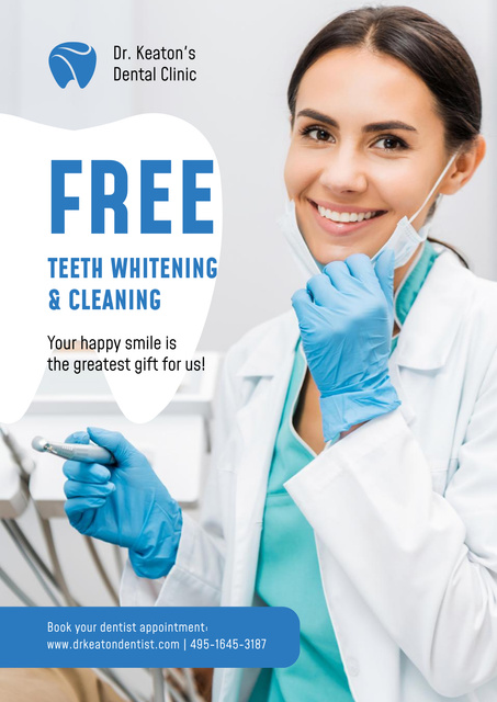 Platilla de diseño Dentistry Promotion with Dentist Wearing Mask Poster