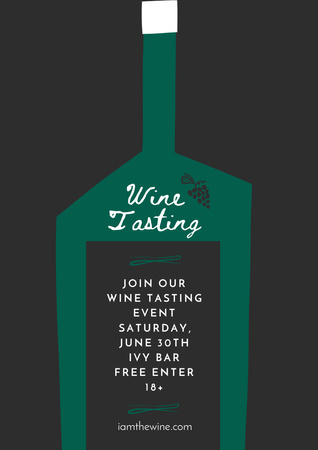Wine Tasting Announcement on Green Poster A3 Šablona návrhu