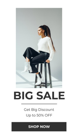 Big Sale with Stylish Woman Instagram Story tervezősablon