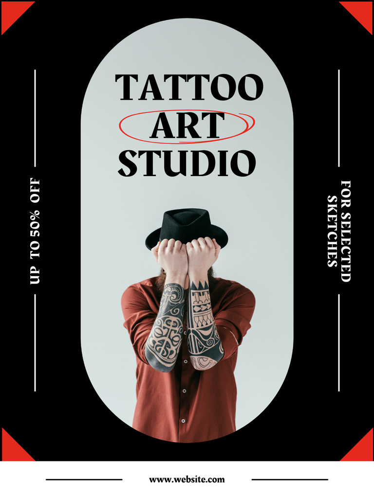 Designvorlage Reliable Tattoo Art Studio Service With Discount für Poster US