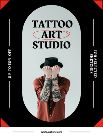Plantilla de diseño de Servicio confiable de estudio de arte de tatuajes con descuento Poster US 