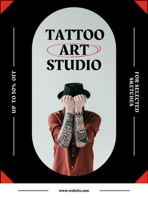 Template di design Reliable Tattoo Art Studio Service With Discount Poster US