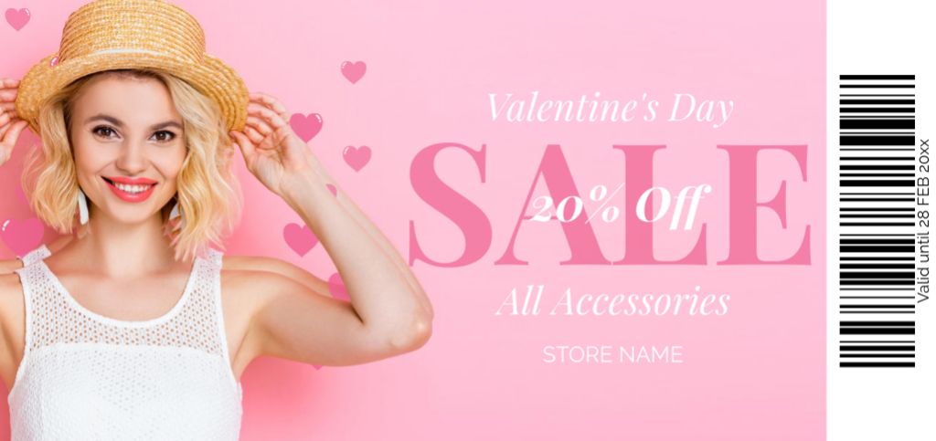 Szablon projektu Offer Discounts on Women's Accessories for Valentine's Day Holiday Coupon Din Large