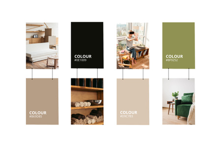 Натуральные цвета для домашнего интерьера Mood Board – шаблон для дизайна