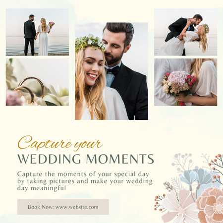 Photos of Happy Young Bride and Groom Instagram Design Template