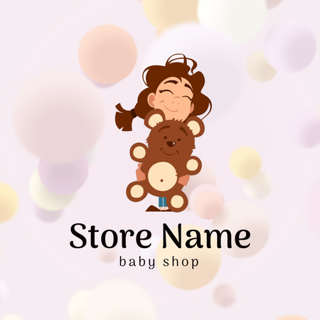 Template di design Pubblicità di negozi per bambini con palline sfumate Animated Logo