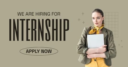 Internship Opportunity Offer with Woman Carrying Books Facebook AD Design Template
