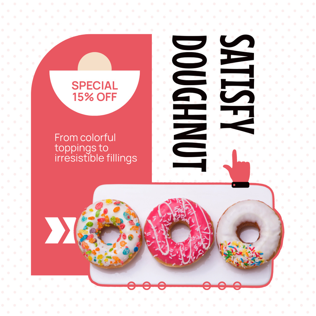 Special Discount Offer in Doughnut Shop Instagram ADデザインテンプレート