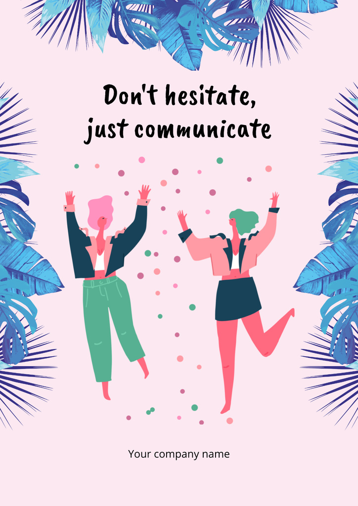 Ontwerpsjabloon van Poster van Motivation of Communication with Happy Women