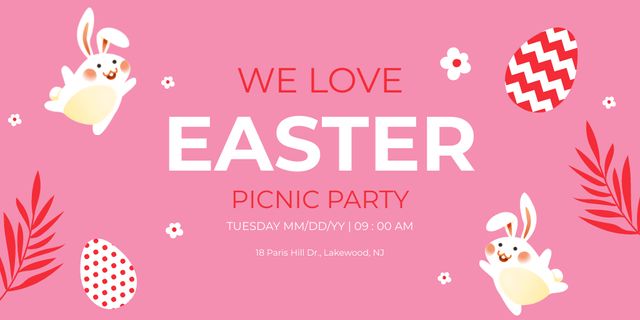 Easter Picnic Announcement in Pink Twitter tervezősablon