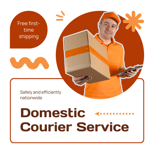 Free First-Time Shipping with Our Courier Services Animated Post Modelo de Design