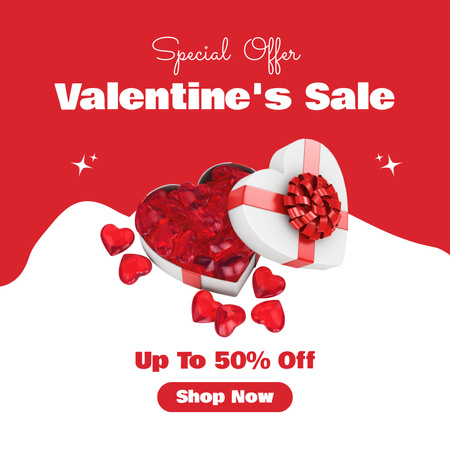 Valentine's Day Discount Offer with Beautiful Flower Box Instagram AD Design Template