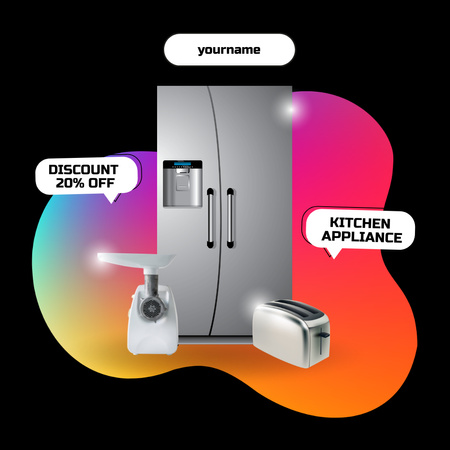 Plantilla de diseño de Anuncio de descuento para electrodomésticos de cocina Instagram AD 