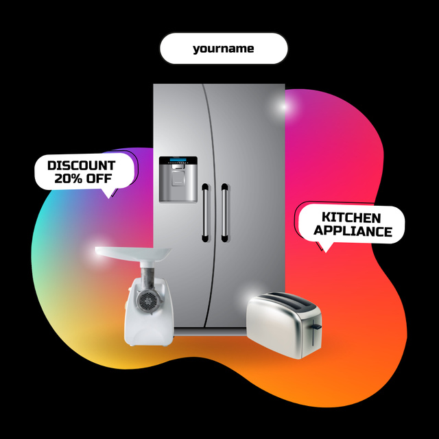 Discount Announcement for Kitchen Appliances Instagram ADデザインテンプレート