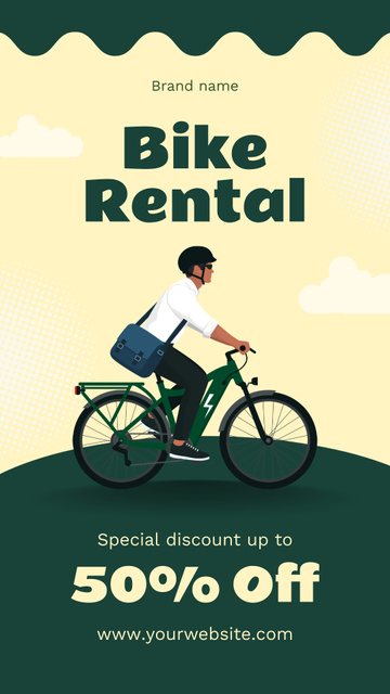 Discount on Bikes Rental on Green and Yellow Instagram Story – шаблон для дизайна